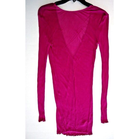 Intimately Free People OB1934629 Women's Sz S Fuschia Sheer Luck L/S Nightee - Picture 1 of 10